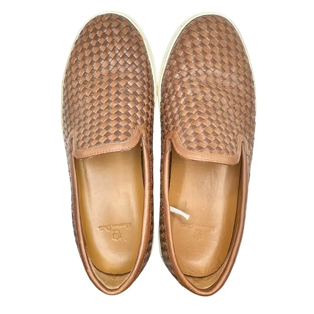 Massimo Dutti | Men | Woven Brown Leather Extralight Loafers | EU 41 US 8